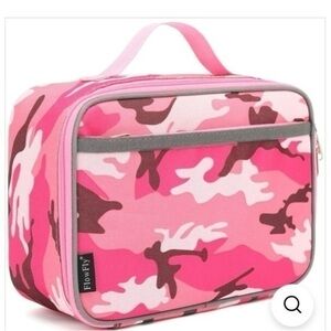 FlowFly Kids Lunch box Insulated Soft Bag Mini Cooler pink camo
